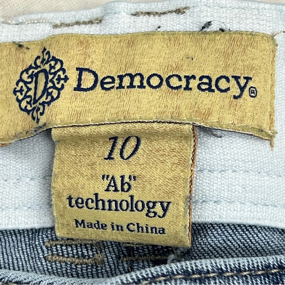 DEMOCRACY "AB" Technology size 10 Womens Raw Hem Blue Denim distressed Jeans - Picture 5 of 16